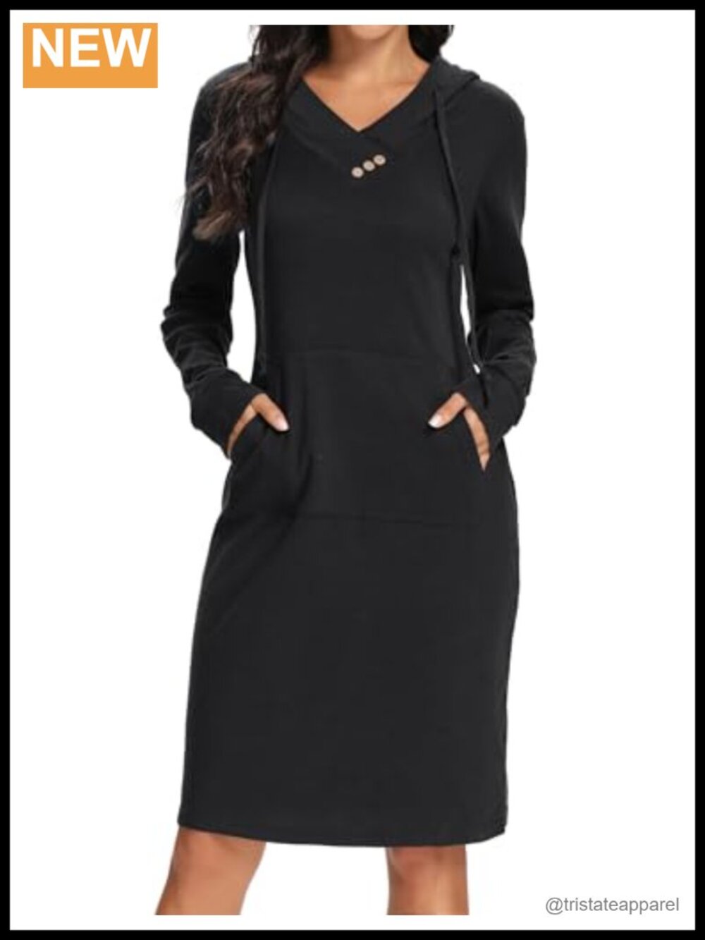 Kimmery Lightweight Long Sleeve Hoodie Dress Kangaroo Pocket